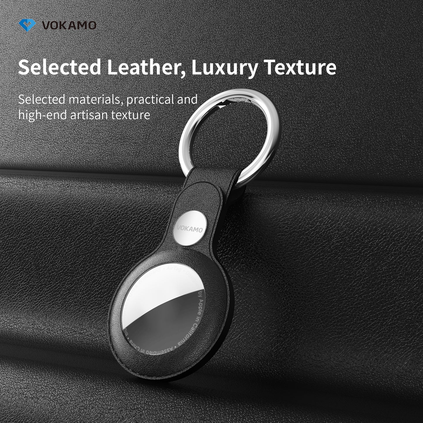 VOKAMO PU Leather Air Tag Holder for Apple Airtag, Protective Air Tag Accessories