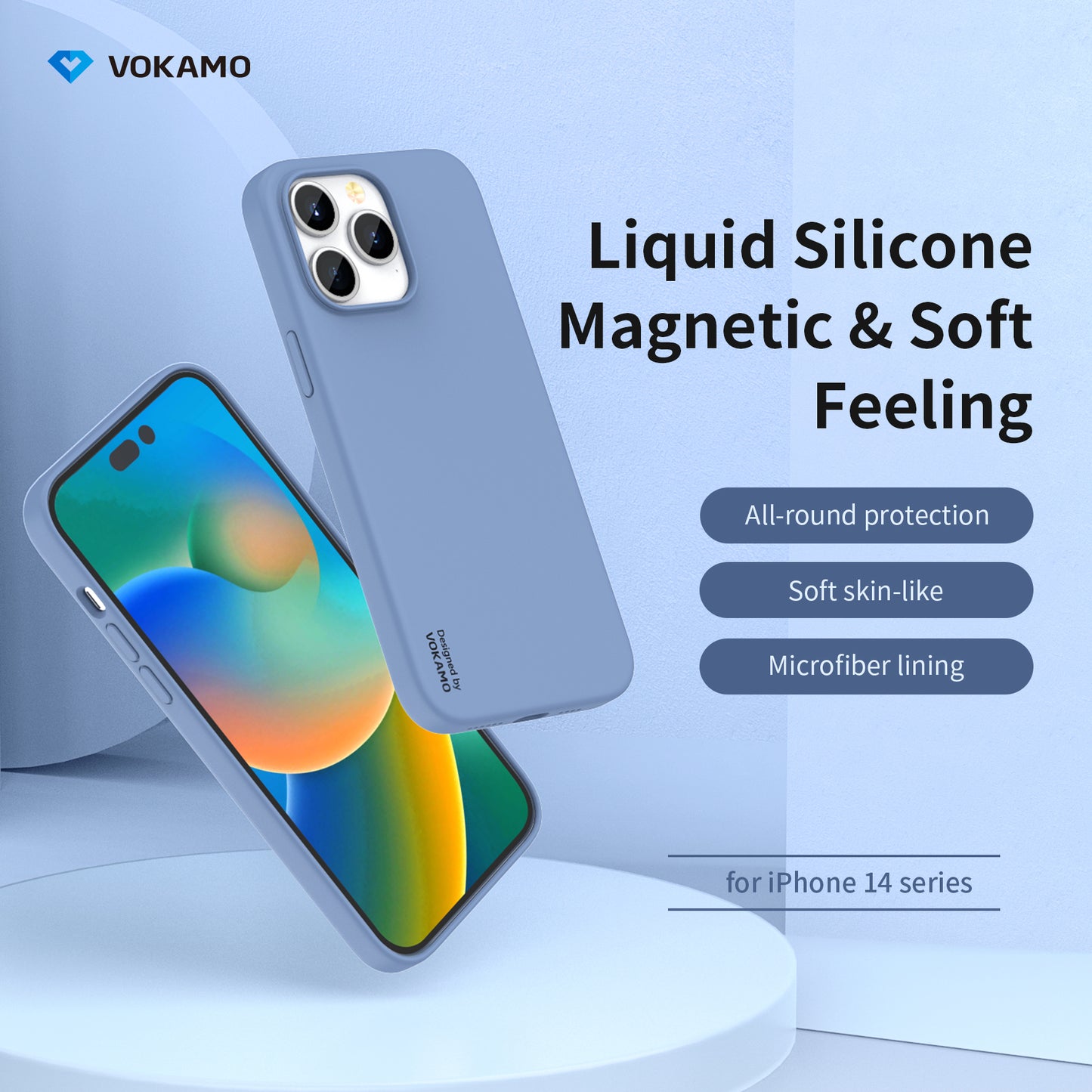 VOKAMO Silicone Case with MagSafe for iPhone 14 Pro Max/14/14 Pro/14 Plus