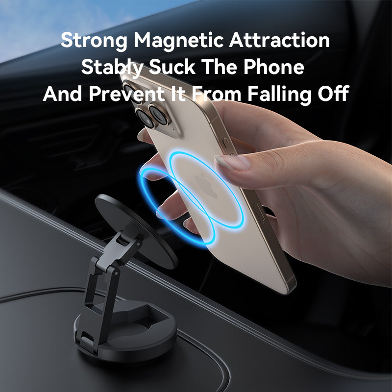 VOKAMO for MagSafe Car Mount Foldable Magnetic Phone Holder for Car Dashboard, Strong Magnets Car Phone Holder Mount Compatible iPhone 16 Pro Max 15 14 13 12,Samsung - MagSafe Car Accessories