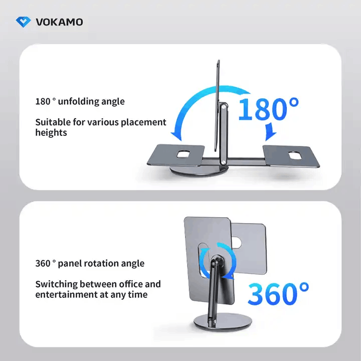VOKAMO Magnetic iPad Stand 360° Rotating Base Foldable Alloy Tablet Holder Designed For iPad Pro iPad Air