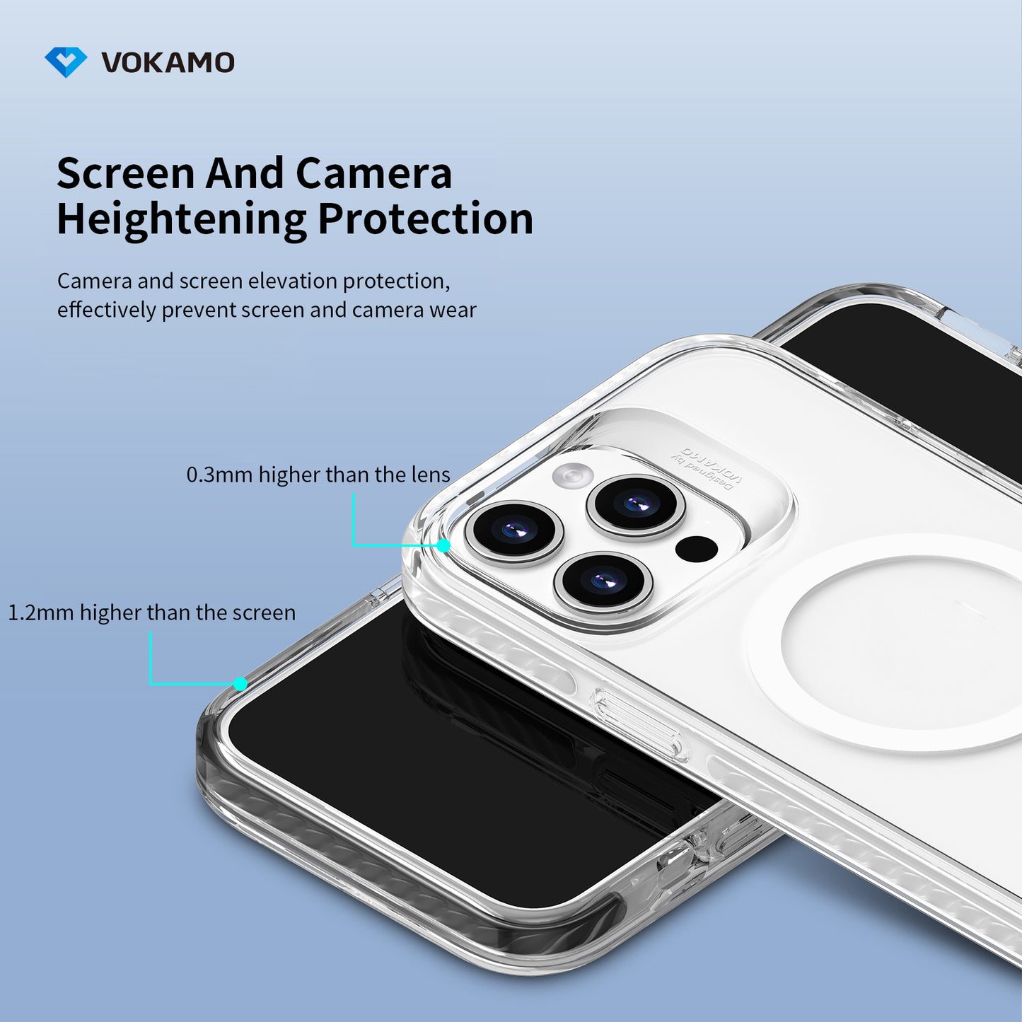 VOKAMO Shockproof iPhone 15 Case Magnetic Clear Case with MagSafe for iPhone 15 Pro Max/15 Plus/15/15 Pro