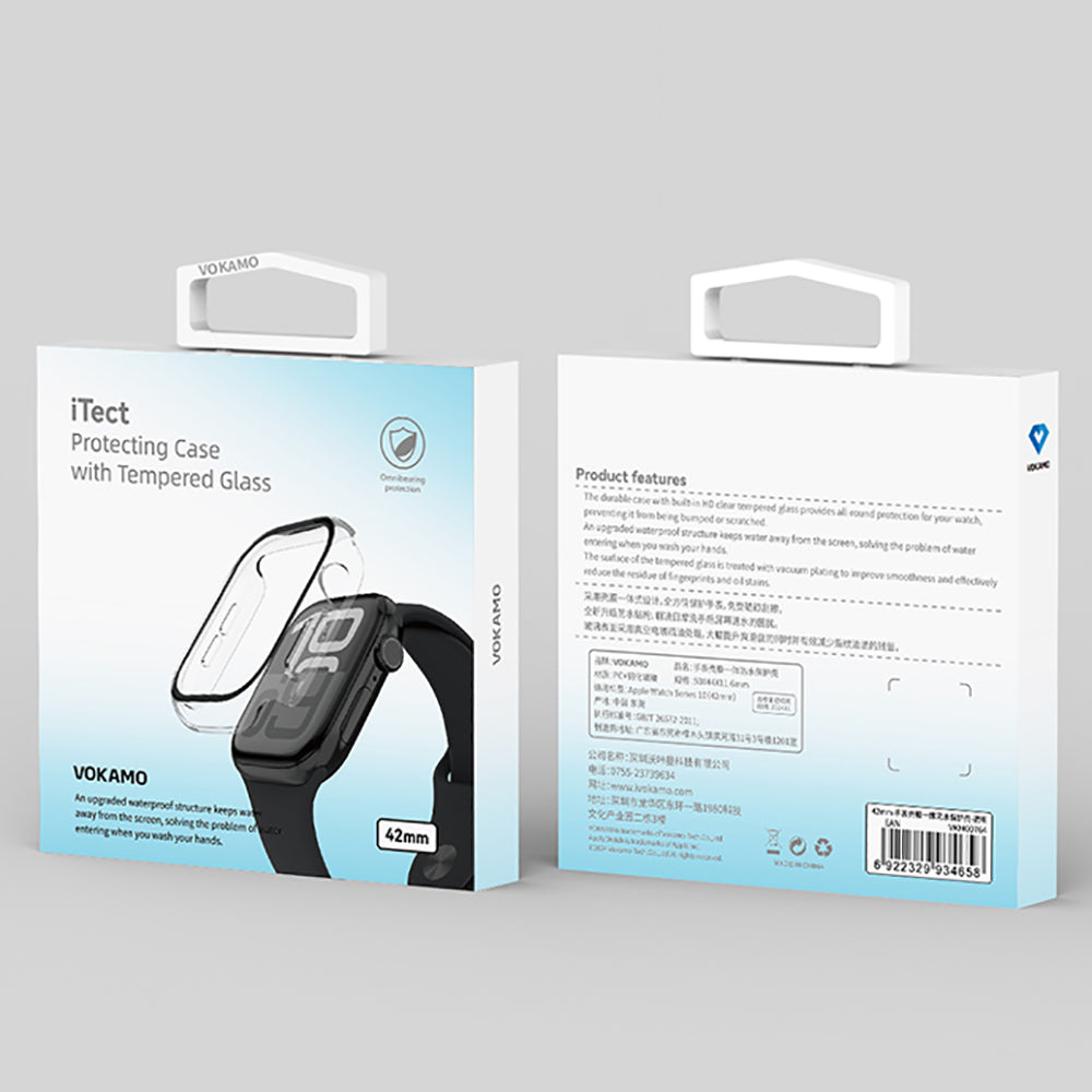 VOKAMO Watch Bumper Case with Tempered Glass Compatible with Apple Watch 42mm 46mm
