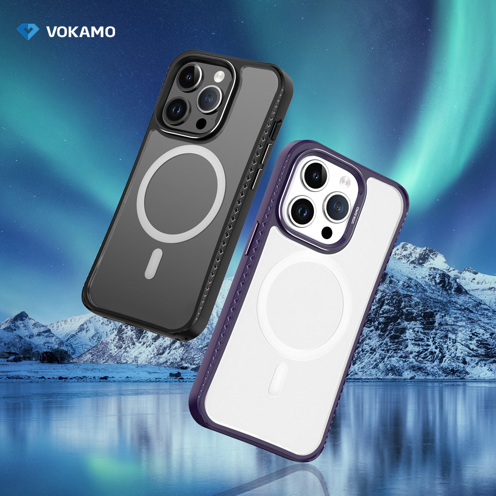 VOKAMO iPhone 15 Glass Magnetic Case Clear iPhone Case With MagSafe For iPhone 15 Pro Max/15 Pro/15 Plus/15
