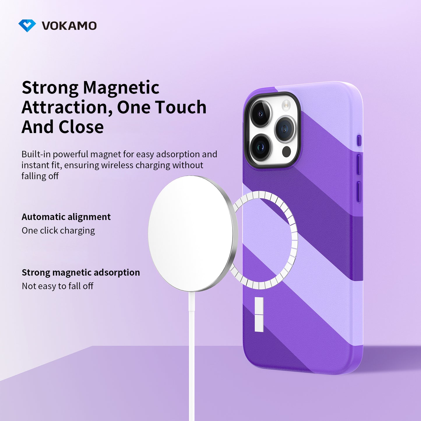 VOKAMO iPhone 15 Magnetic Case Colourful PU Case With MagSafe For iPhone 15 Pro Max/15 Pro/15 Plus/15