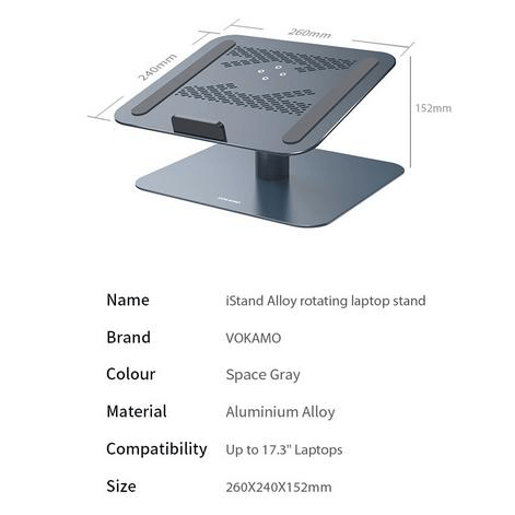 Laptop Stand 360° Rotating Laptop Riser - VOKAMO