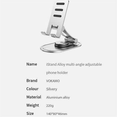 Phone Holder Stand Mounnt,Foldable Aluminum Alloy Adjustable - VOKAMO