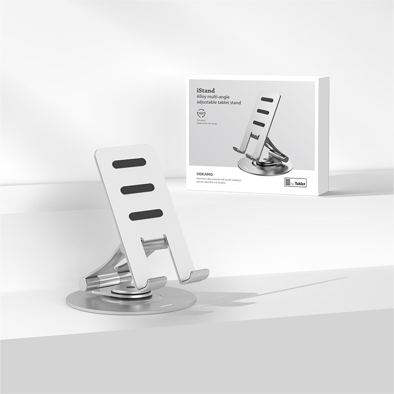 Tablet Stand Holder for iPad,Foldable,Aluminum,360° Rotating,Adjustable - VOKAMO