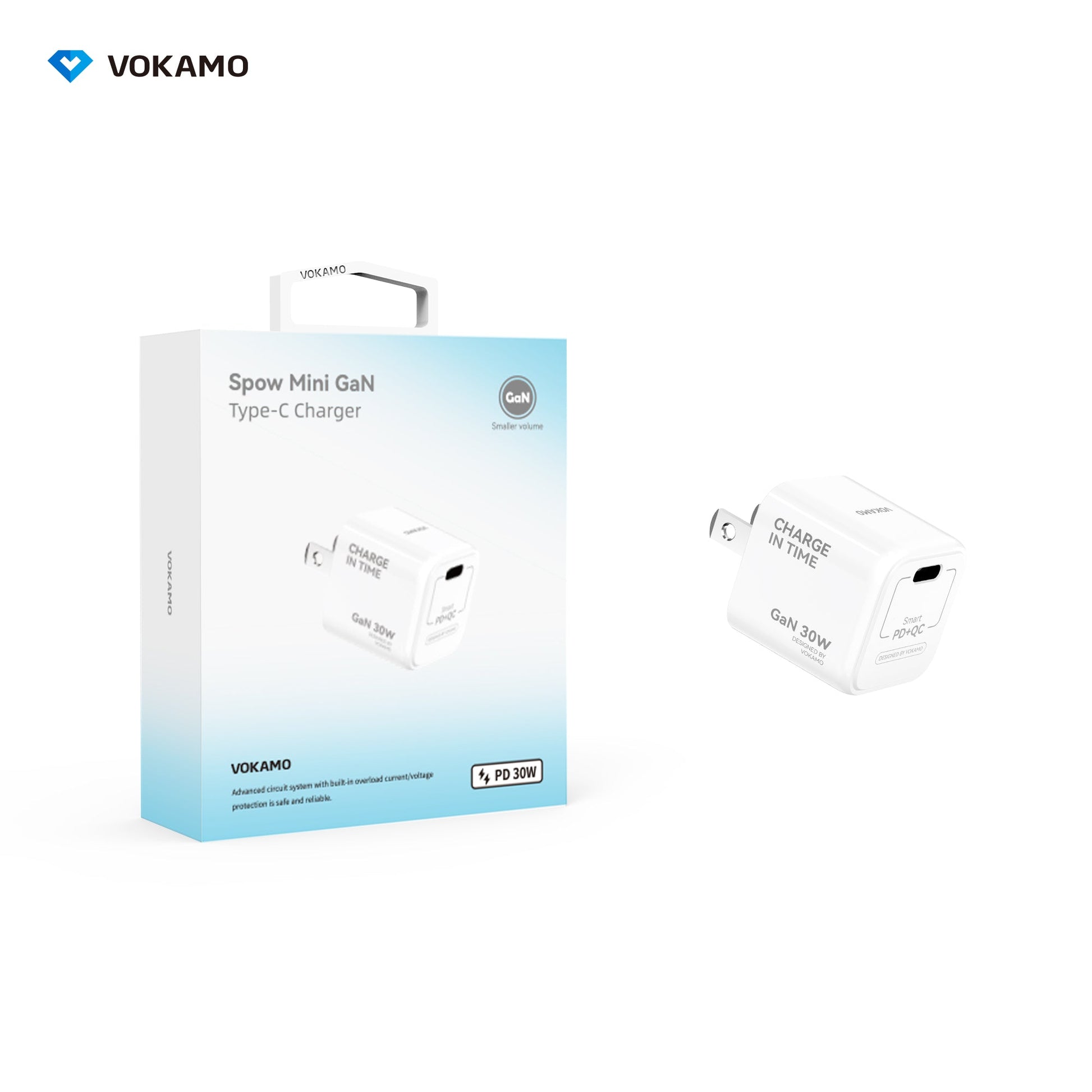 USB C GaN Charger 30W, VOKAMO Mini Type - C Fast Charger (Cable Not Included) - VOKAMO