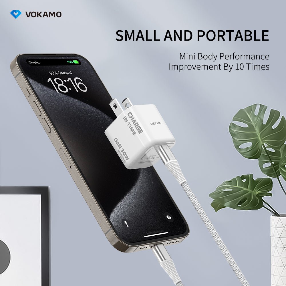 USB C GaN Charger 30W, VOKAMO Mini Type - C Fast Charger (Cable Not Included) - VOKAMO