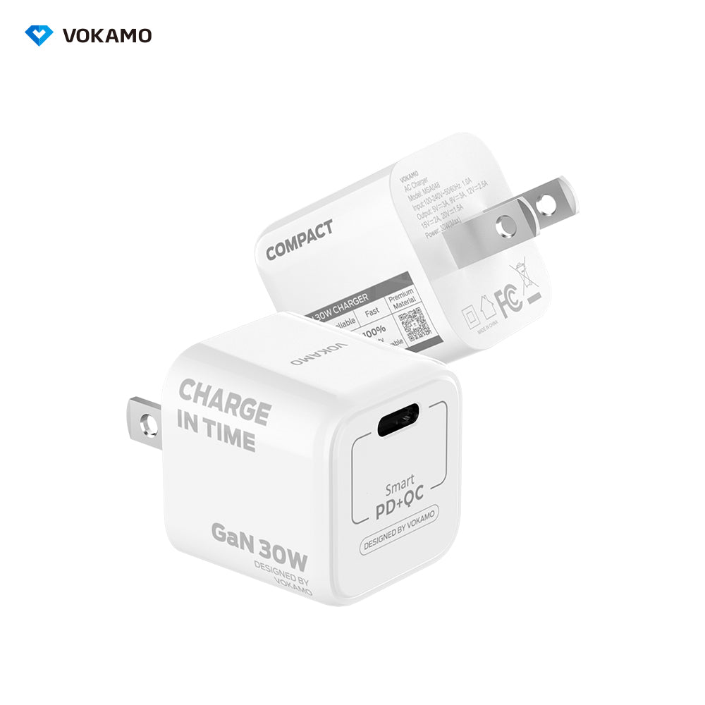 USB C GaN Charger 30W, VOKAMO Mini Type - C Fast Charger (Cable Not Included) - VOKAMO