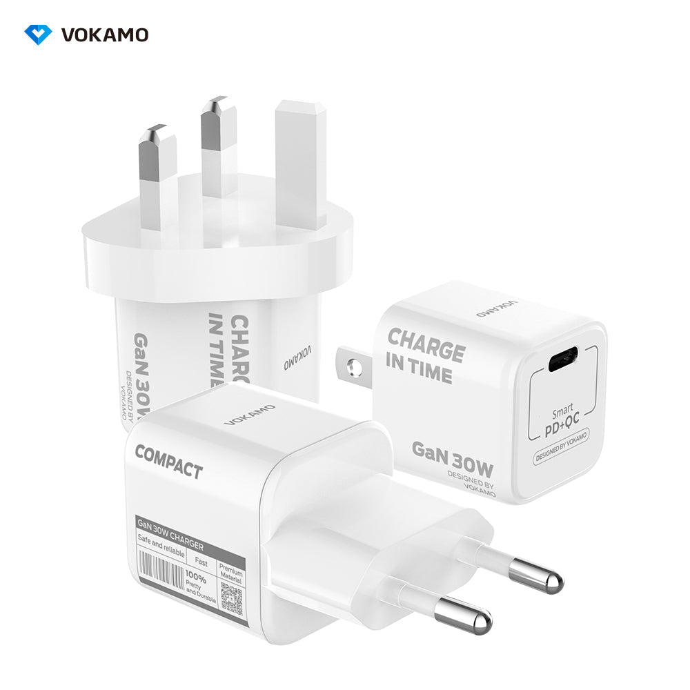 USB C GaN Charger 30W, VOKAMO Mini Type - C Fast Charger (Cable Not Included) - VOKAMO