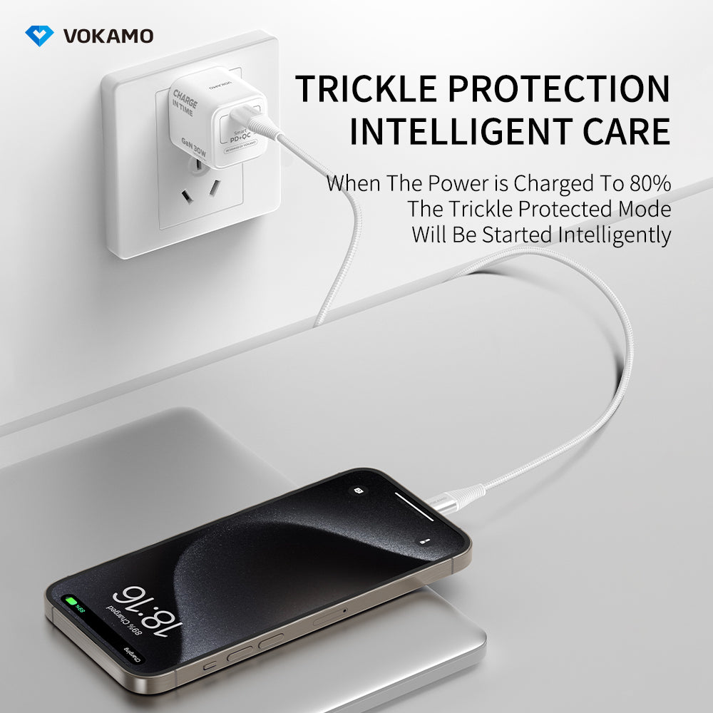 USB C GaN Charger 30W, VOKAMO Mini Type - C Fast Charger (Cable Not Included) - VOKAMO