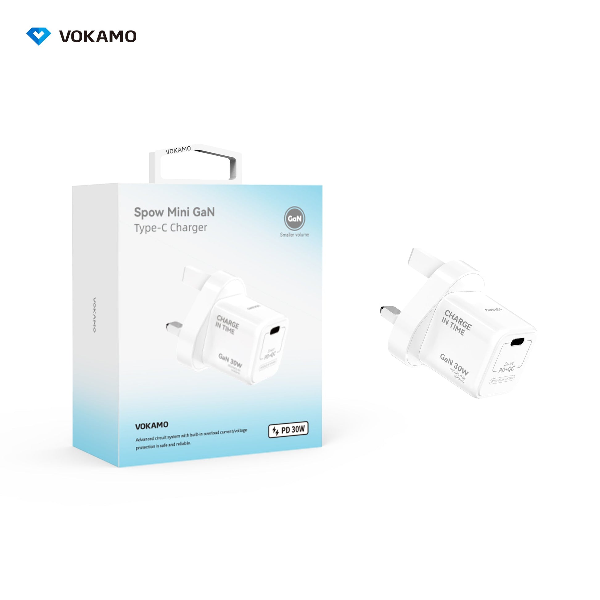 USB C GaN Charger 30W, VOKAMO Mini Type - C Fast Charger (Cable Not Included) - VOKAMO