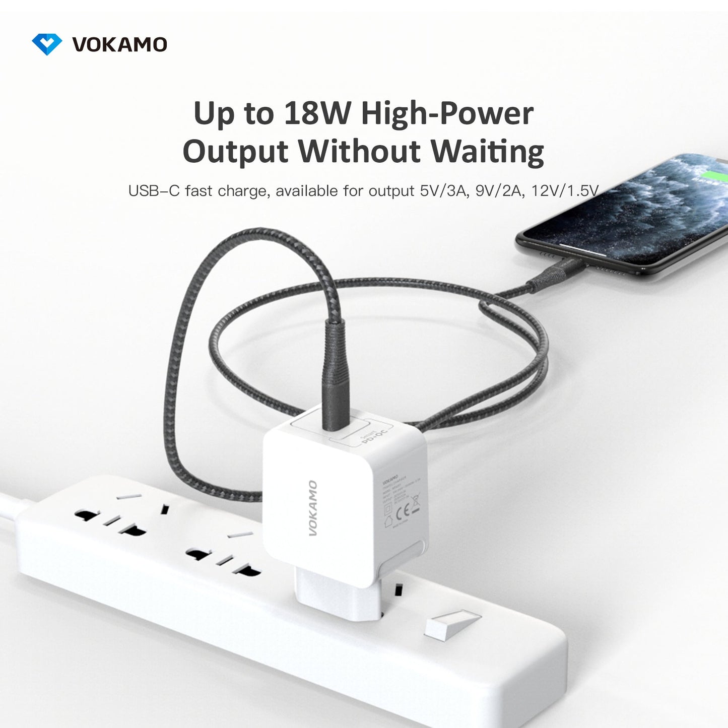 VOKAMO 18W USB - C PD Wall Charger,Type - C Fast Charging Adapter - VOKAMO