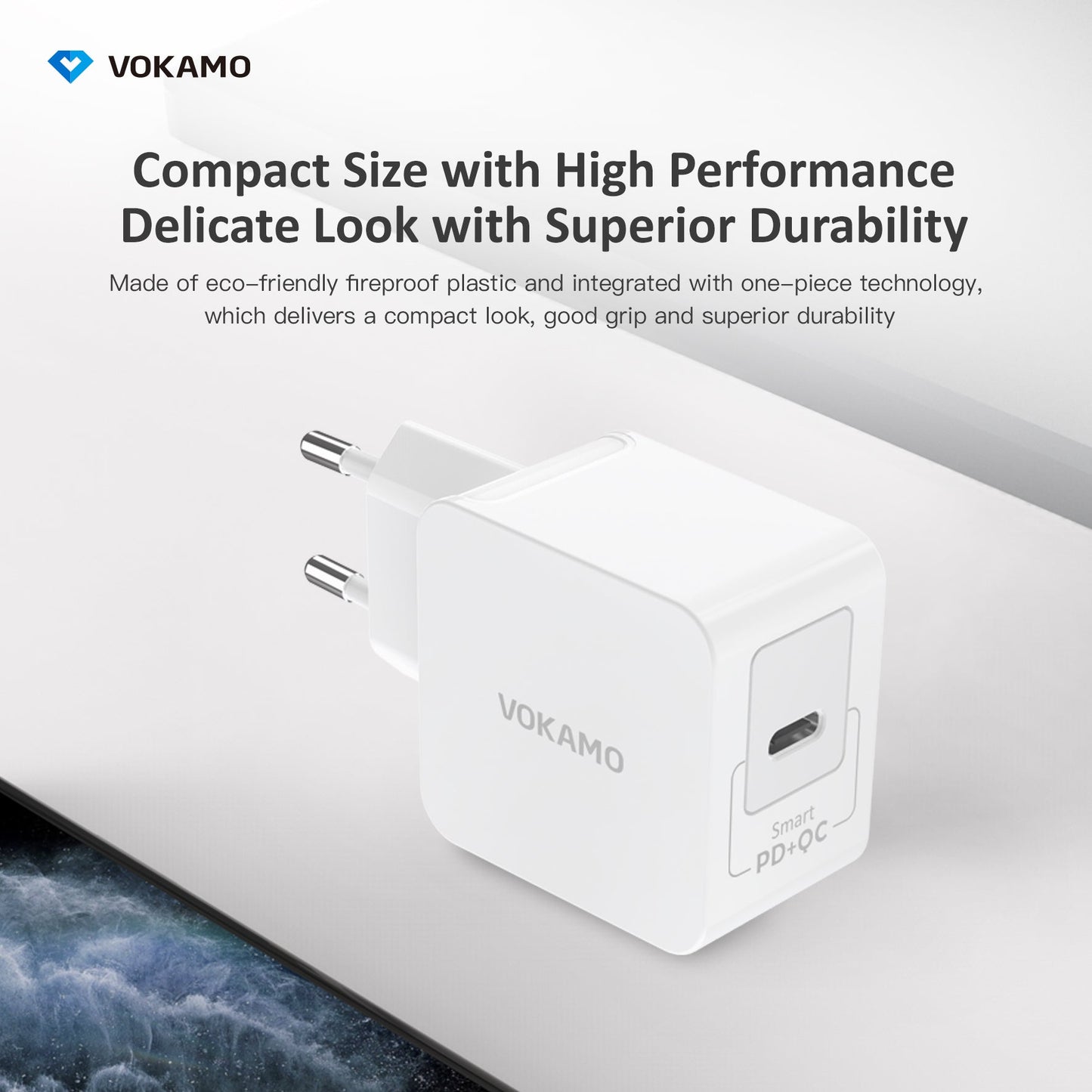 VOKAMO 18W USB - C PD Wall Charger,Type - C Fast Charging Adapter - VOKAMO