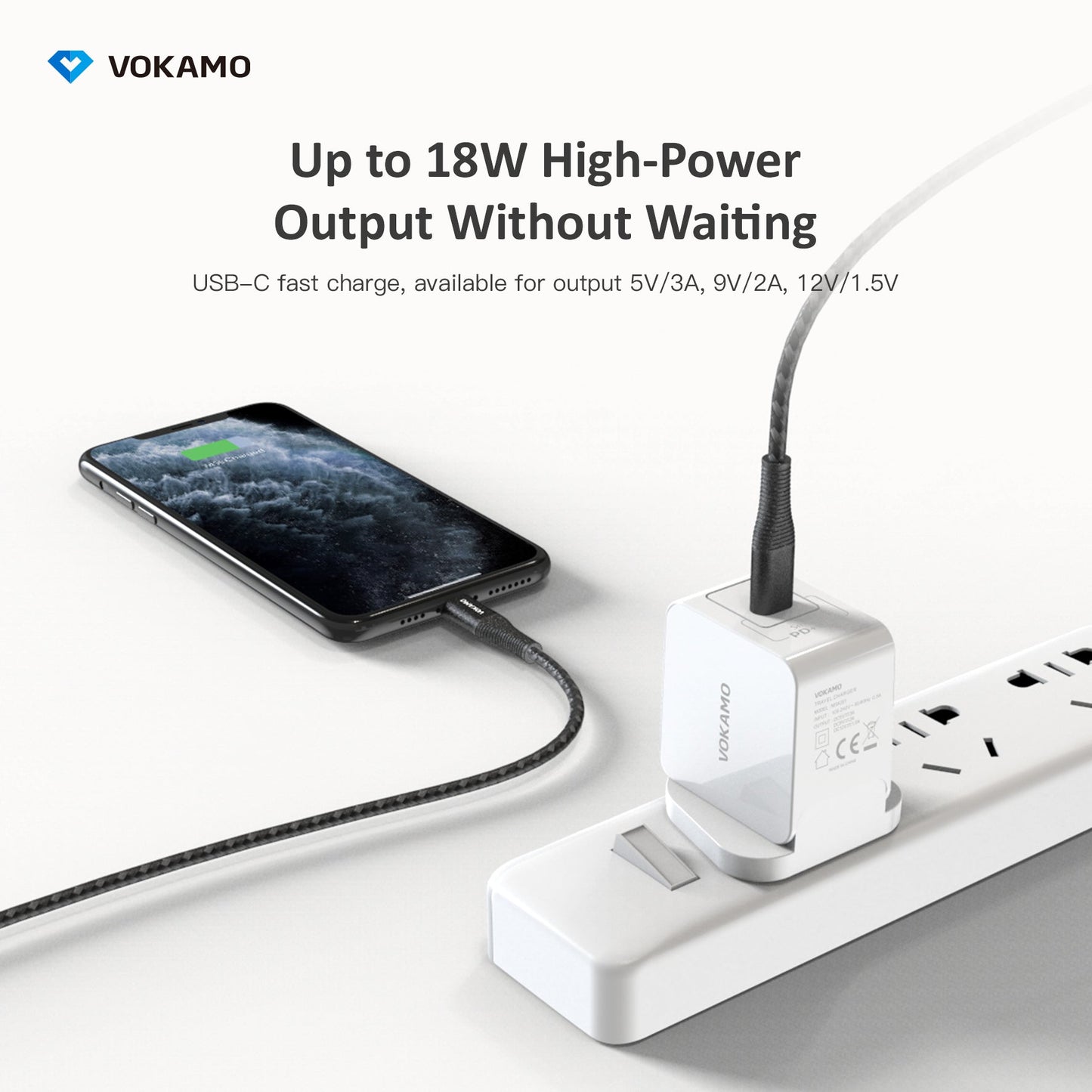 VOKAMO 18W USB - C PD Wall Charger,Type - C Fast Charging Adapter - VOKAMO
