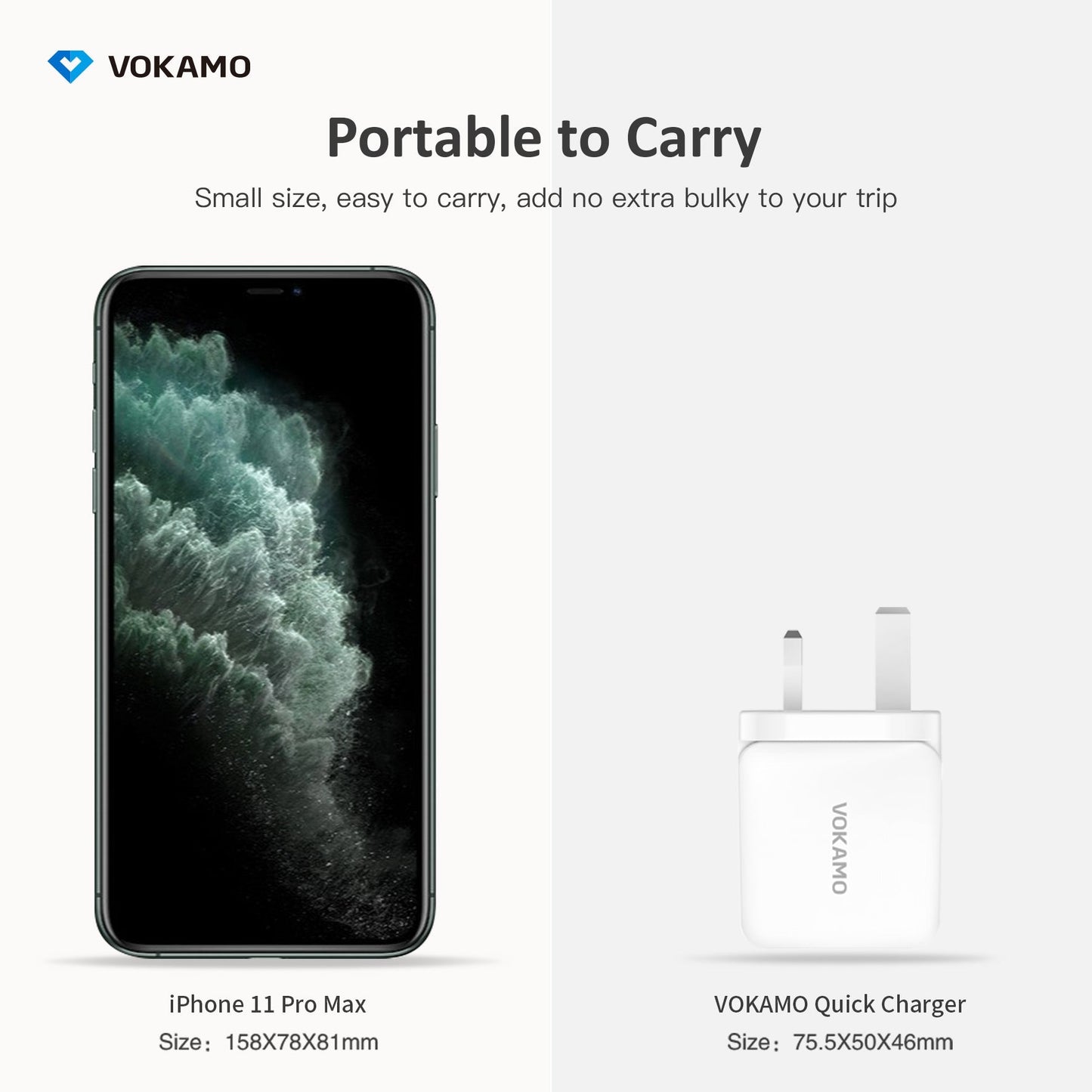 VOKAMO 18W USB - C PD Wall Charger,Type - C Fast Charging Adapter - VOKAMO