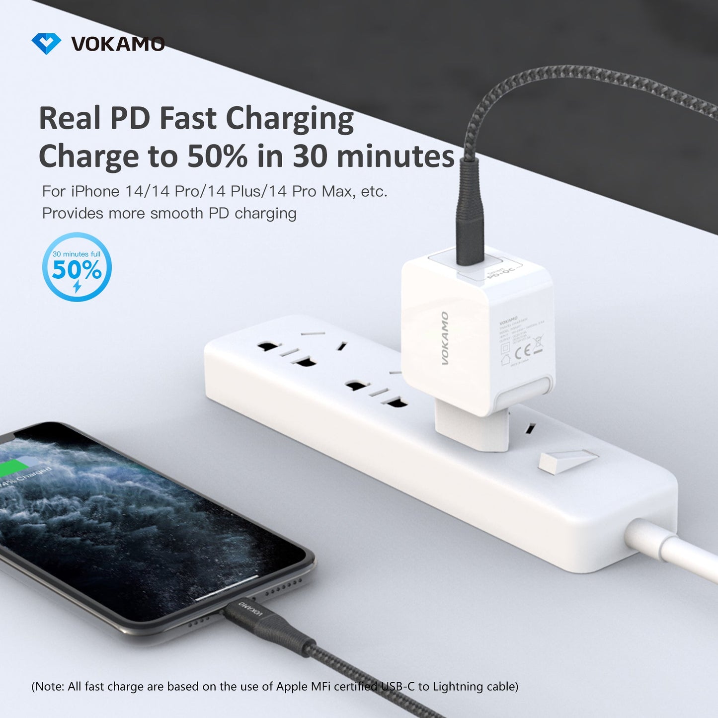 VOKAMO 18W USB - C PD Wall Charger,Type - C Fast Charging Adapter - VOKAMO