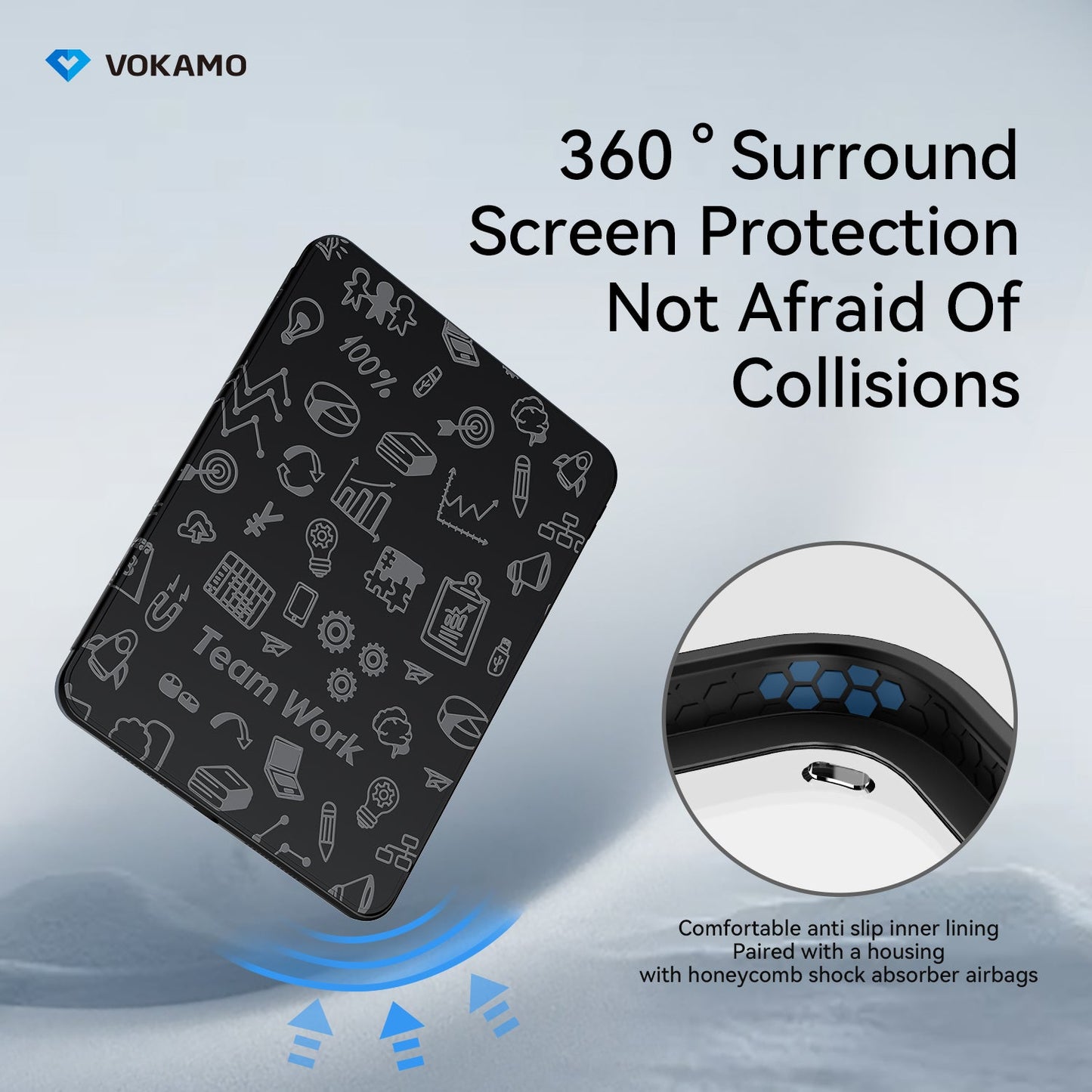 VOKAMO 360 Rotation Rotating Case for iPad Pro/Air 11 - Inch M4 (2024) with Pencil Holder, 360 Degree Rotation Protective Stand Cover Clear Back - VOKAMO