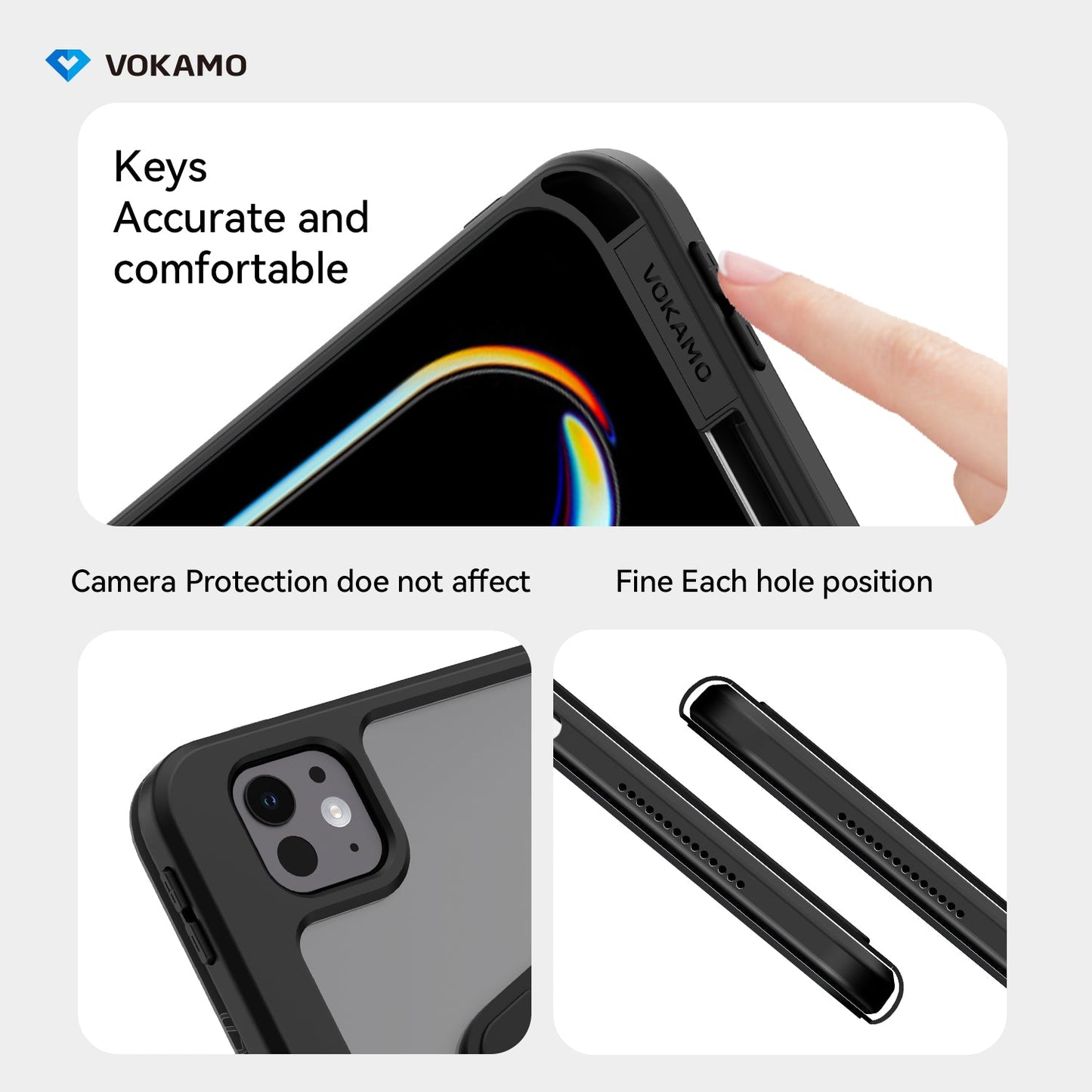 VOKAMO 360 Rotation Rotating Case for iPad Pro/Air 11 - Inch M4 (2024) with Pencil Holder, 360 Degree Rotation Protective Stand Cover Clear Back - VOKAMO