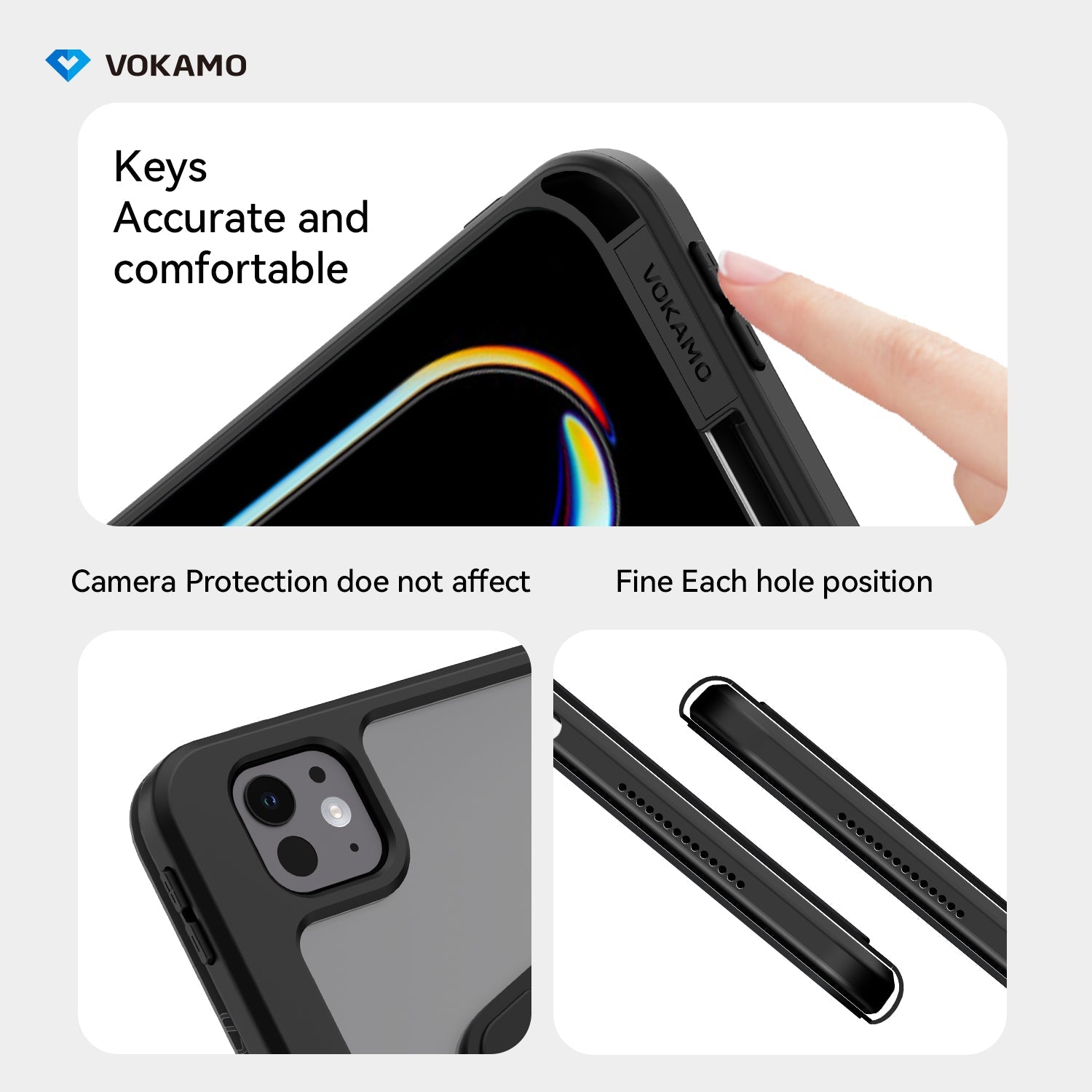 VOKAMO 360 Rotation Rotating Case for iPad Pro/Air 11 - Inch M4 (2024) with Pencil Holder, 360 Degree Rotation Protective Stand Cover Clear Back - VOKAMO