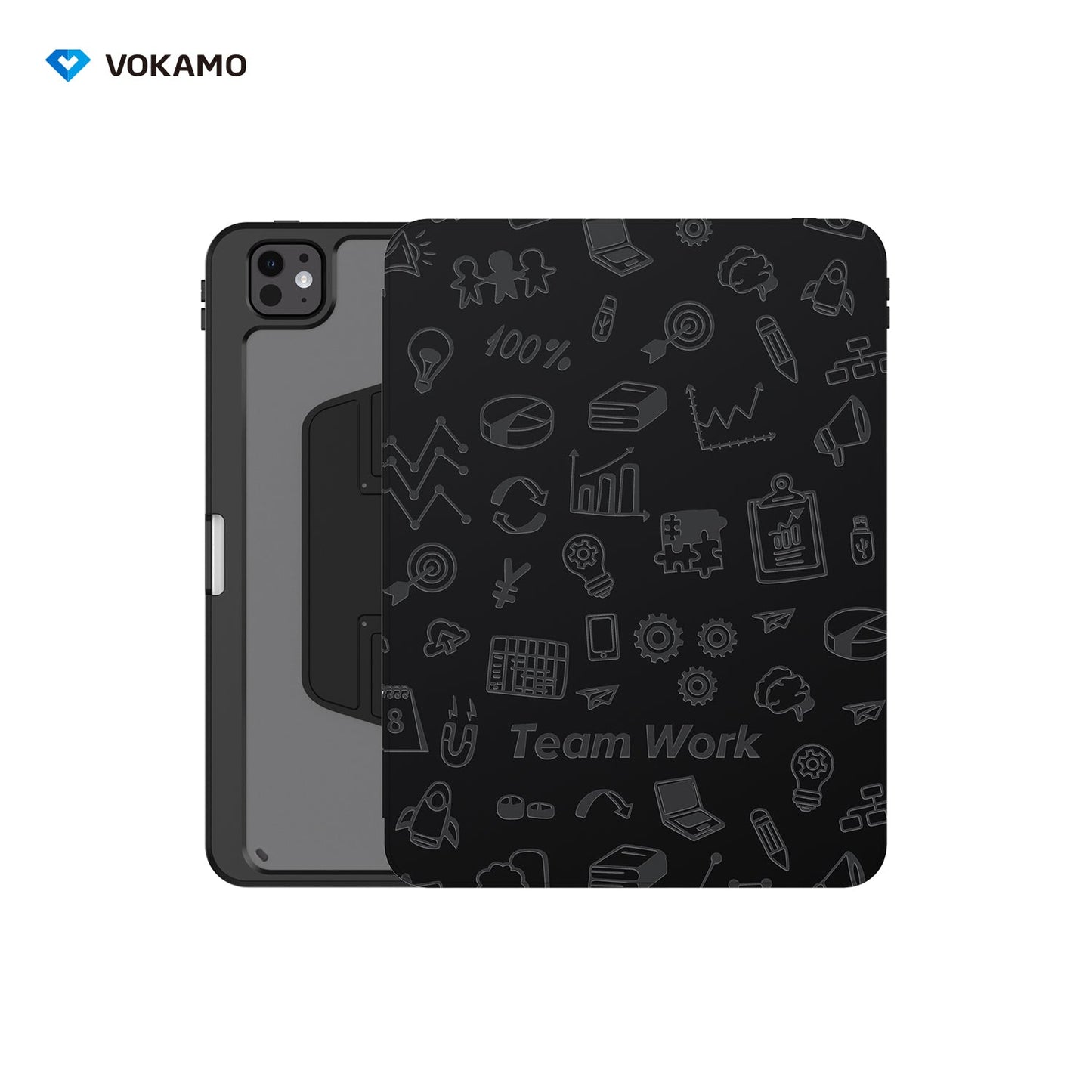 VOKAMO 360 Rotation Rotating Case for iPad Pro/Air 11 - Inch M4 (2024) with Pencil Holder, 360 Degree Rotation Protective Stand Cover Clear Back - VOKAMO