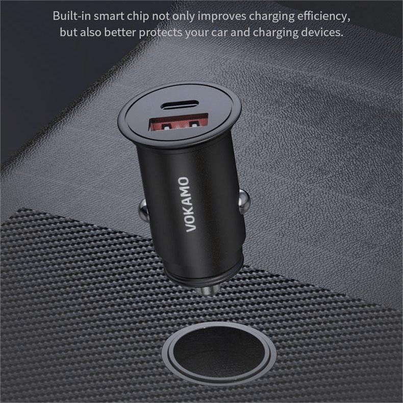 VOKAMO 38W Car Charger PD & QC Fast Car Charge Mini Car Adapter(USB - C+USB - A) - VOKAMO