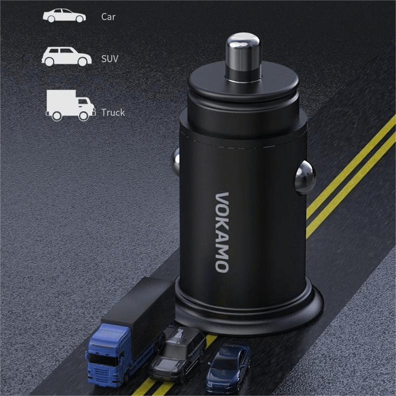 VOKAMO 38W Car Charger PD & QC Fast Car Charge Mini Car Adapter(USB - C+USB - A) - VOKAMO