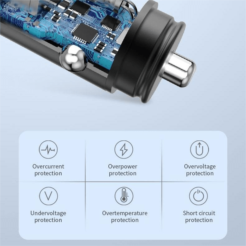 VOKAMO 38W Car Charger PD & QC Fast Car Charge Mini Car Adapter(USB - C+USB - A) - VOKAMO