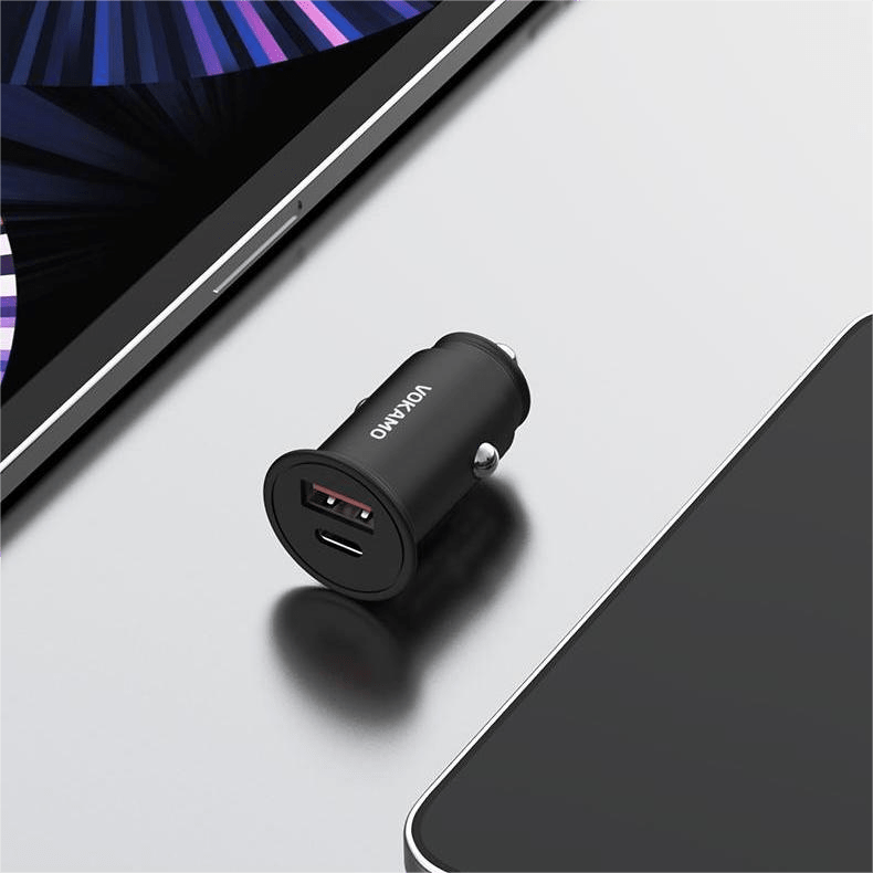 VOKAMO 38W Car Charger PD & QC Fast Car Charge Mini Car Adapter(USB - C+USB - A) - VOKAMO