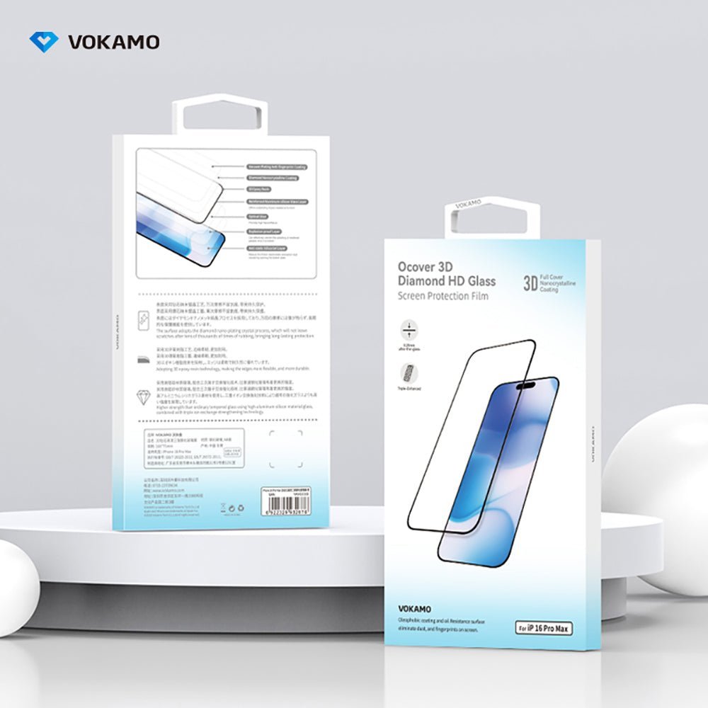 VOKAMO 3D HD Screen Protector Glass For iPhone 16 3d Tempered Glass Curved Full Cover For iPhone 16 Pro Max - VOKAMO