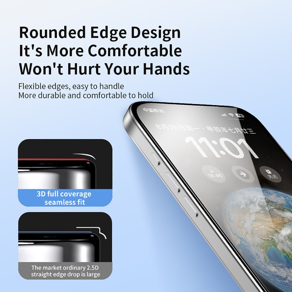 VOKAMO 3D HD Screen Protector Glass For iPhone 16 3d Tempered Glass Curved Full Cover For iPhone 16 Pro Max - VOKAMO