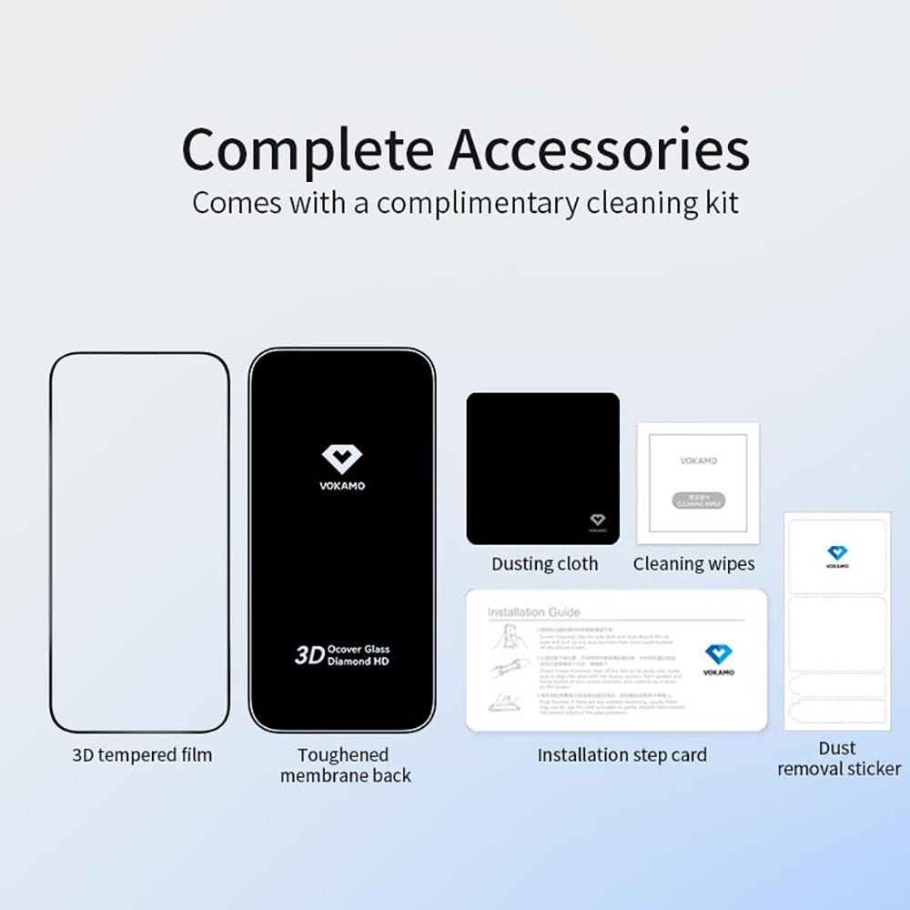 VOKAMO 3D HD Screen Protector Glass For iPhone 16 3d Tempered Glass Curved Full Cover For iPhone 16 Pro Max - VOKAMO