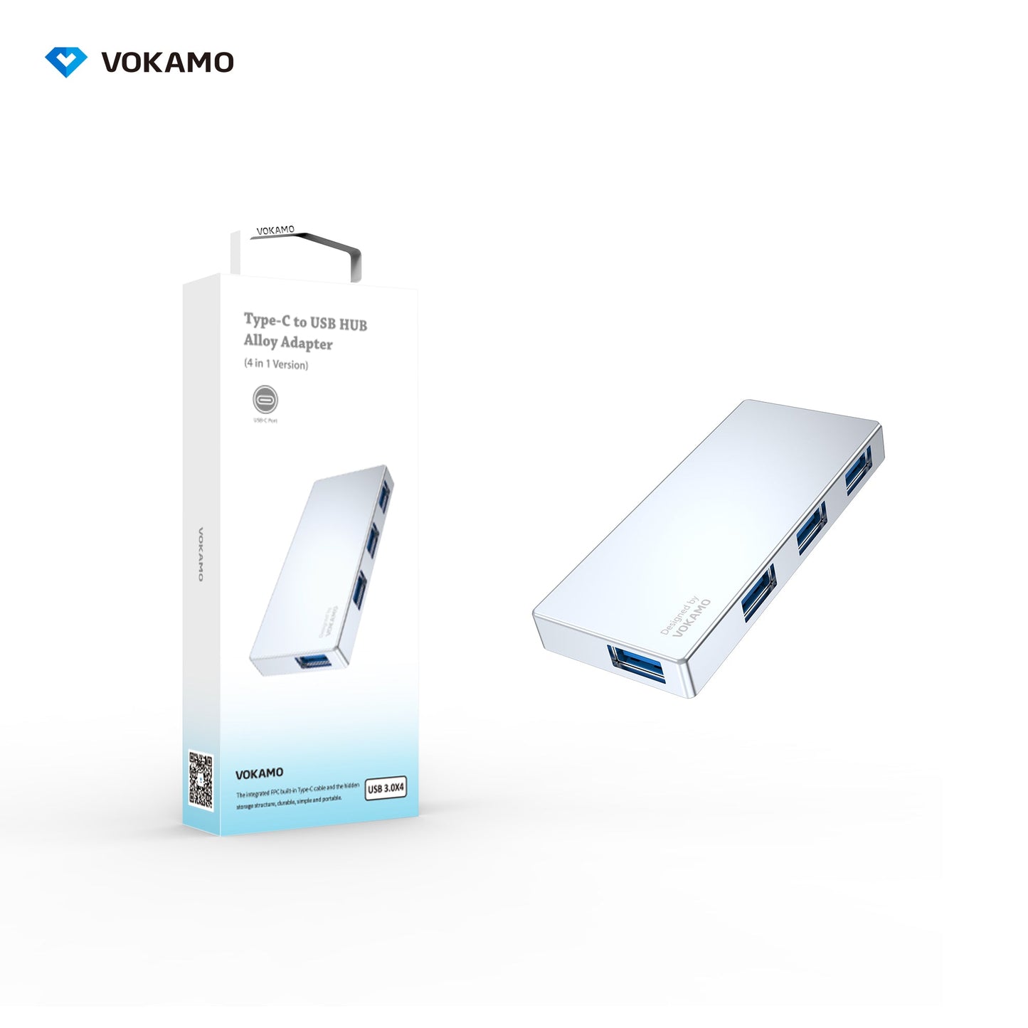 VOKAMO 4 in 1 USB C Hub High Speed 4 Port Type C Multiport Adapter USB 3.0 Expansion - VOKAMO