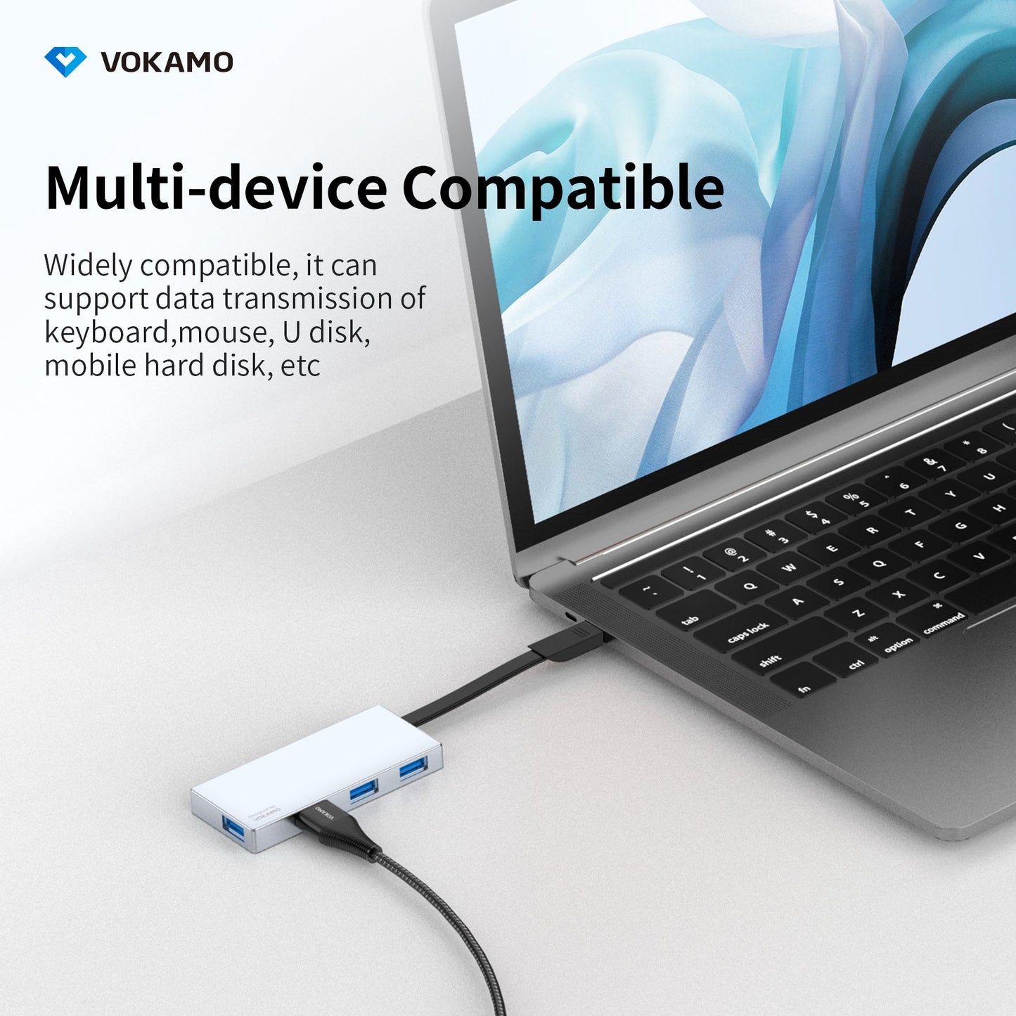 VOKAMO 4 in 1 USB C Hub High Speed 4 Port Type C Multiport Adapter USB 3.0 Expansion - VOKAMO