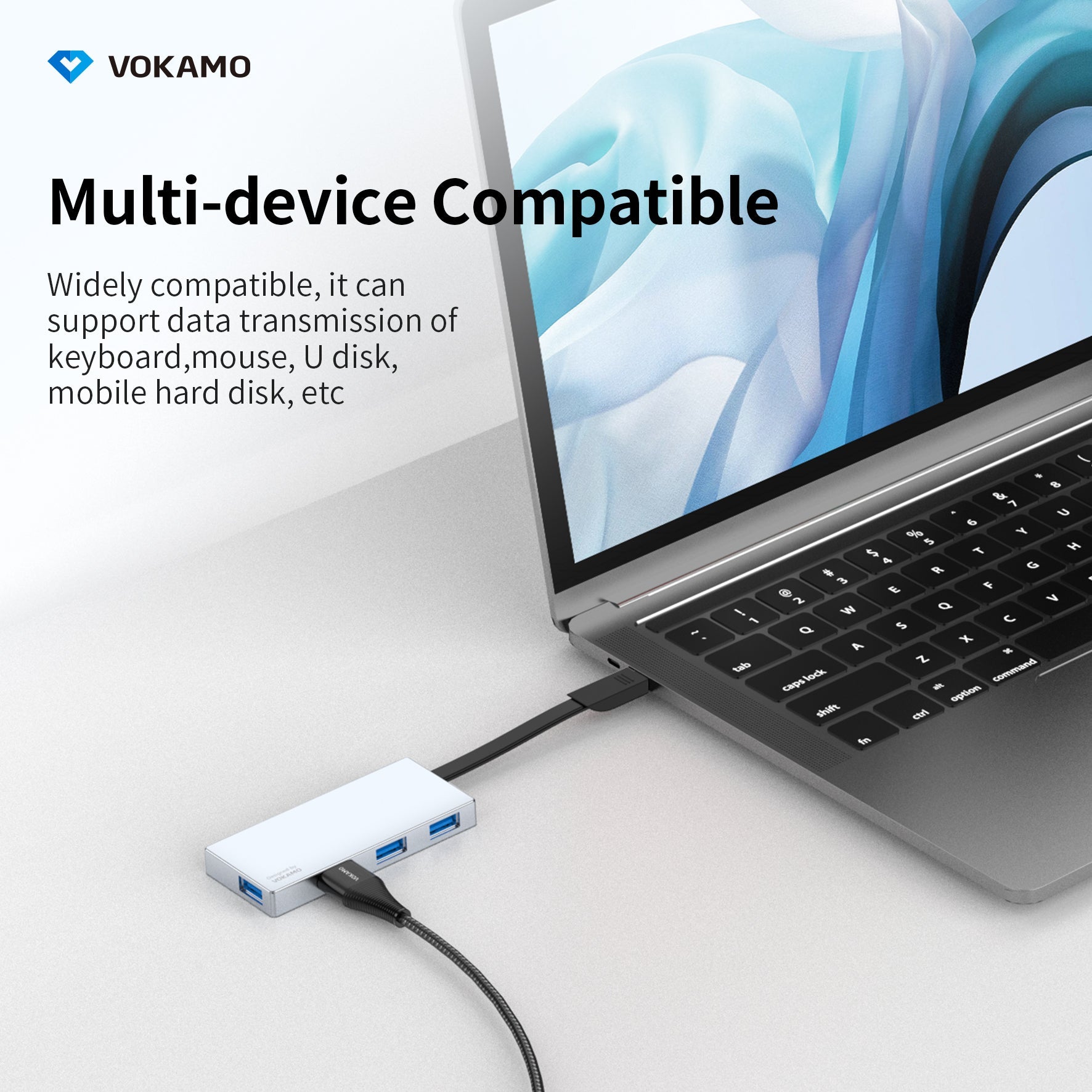 VOKAMO 4 in 1 USB C Hub High Speed 4 Port Type C Multiport Adapter USB 3.0 Expansion - VOKAMO