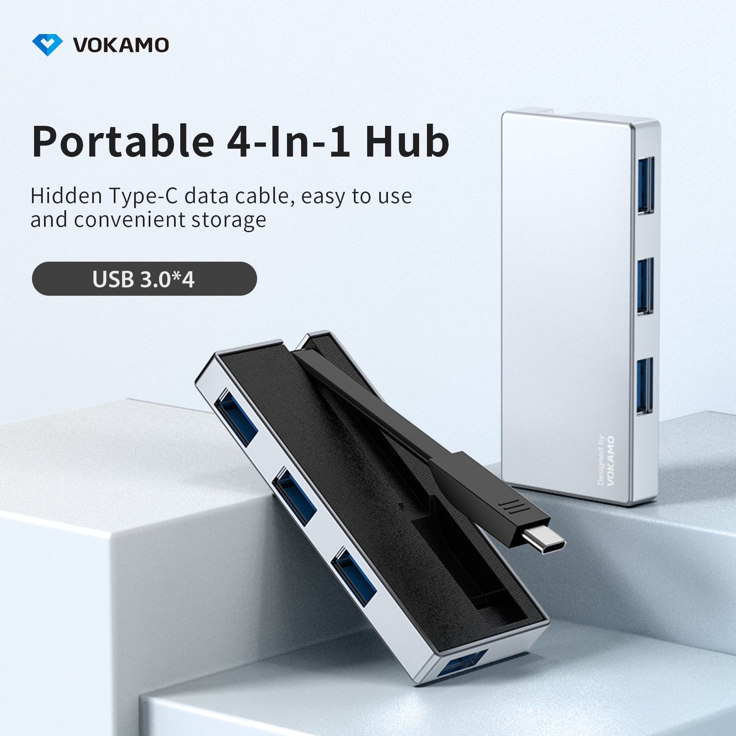 VOKAMO 4 in 1 USB C Hub High Speed 4 Port Type C Multiport Adapter USB 3.0 Expansion - VOKAMO