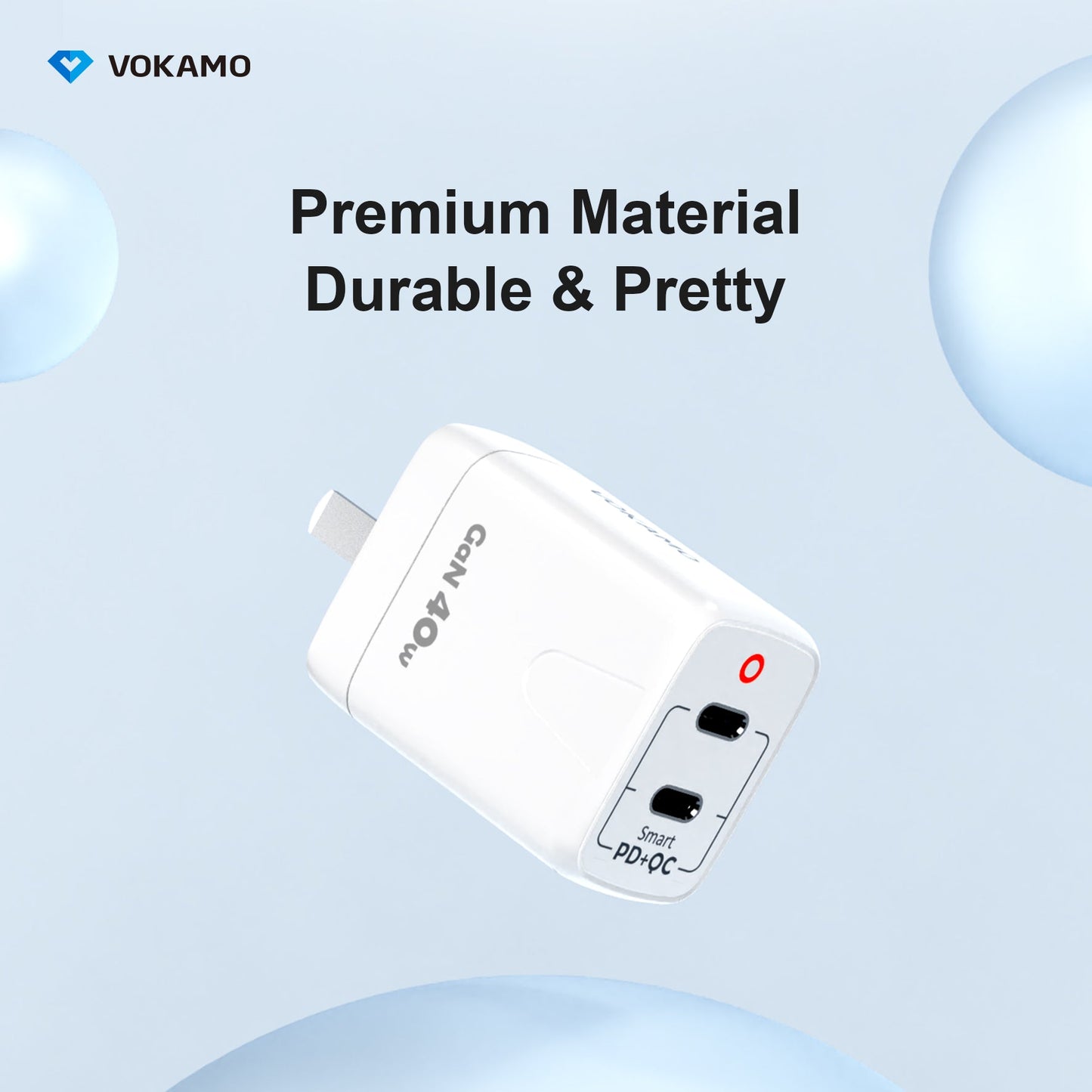 VOKAMO 40W Dual USB C Charger,Power Delivery Wall Charger (USB - C+USB - C) - VOKAMO
