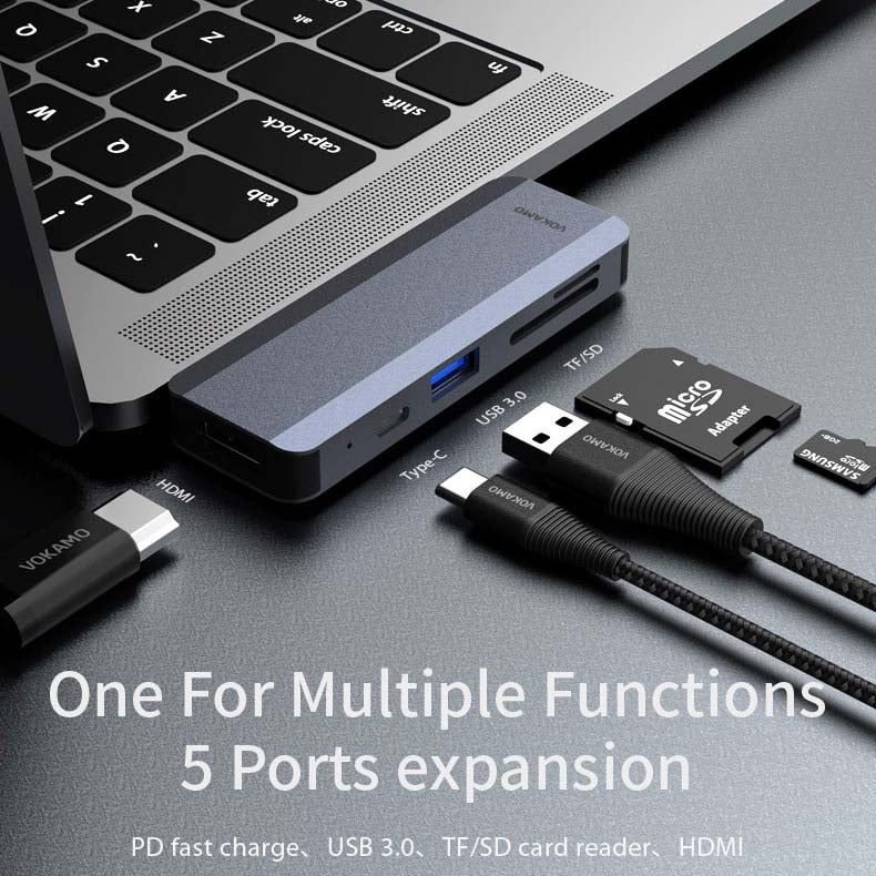 VOKAMO 5 In 1 USB C Hub Adapter for MacBook Pro Adapter Designed For MacBook Air 13 MacBook Pro 13 16 - VOKAMO