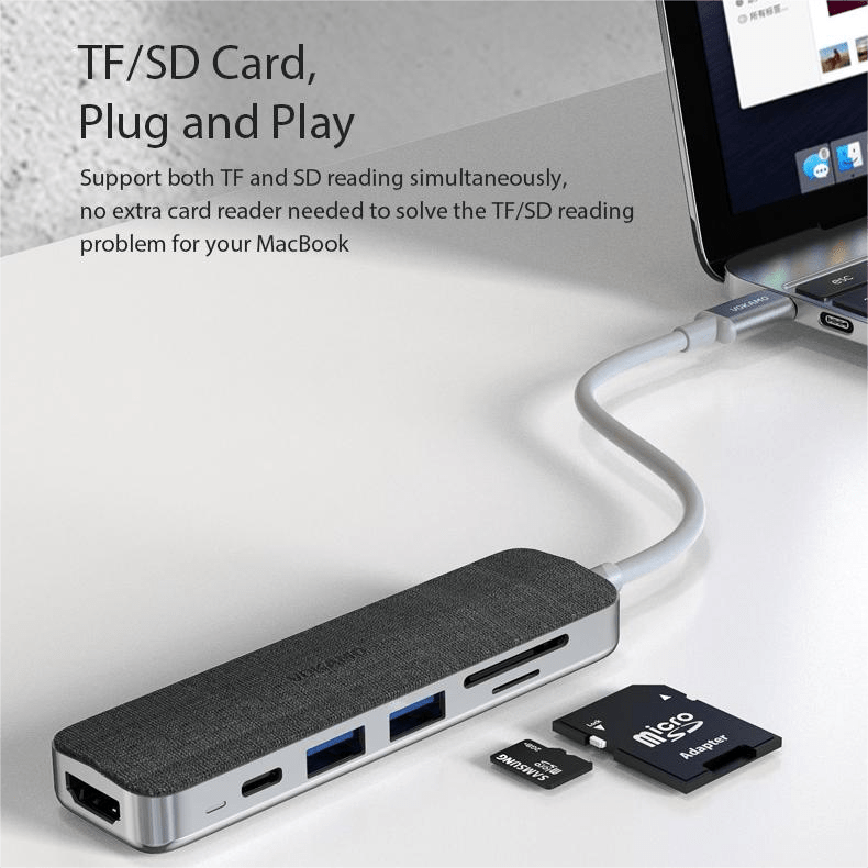 VOKAMO 6 in 1 USB C HUB,Slim 4K HDMI USB - C Hub For MacBook Huawei P30 MateBook etw - VOKAMO