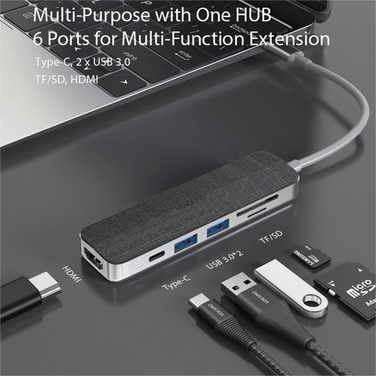 VOKAMO 6 in 1 USB C HUB,Slim 4K HDMI USB - C Hub For MacBook Huawei P30 MateBook etw - VOKAMO