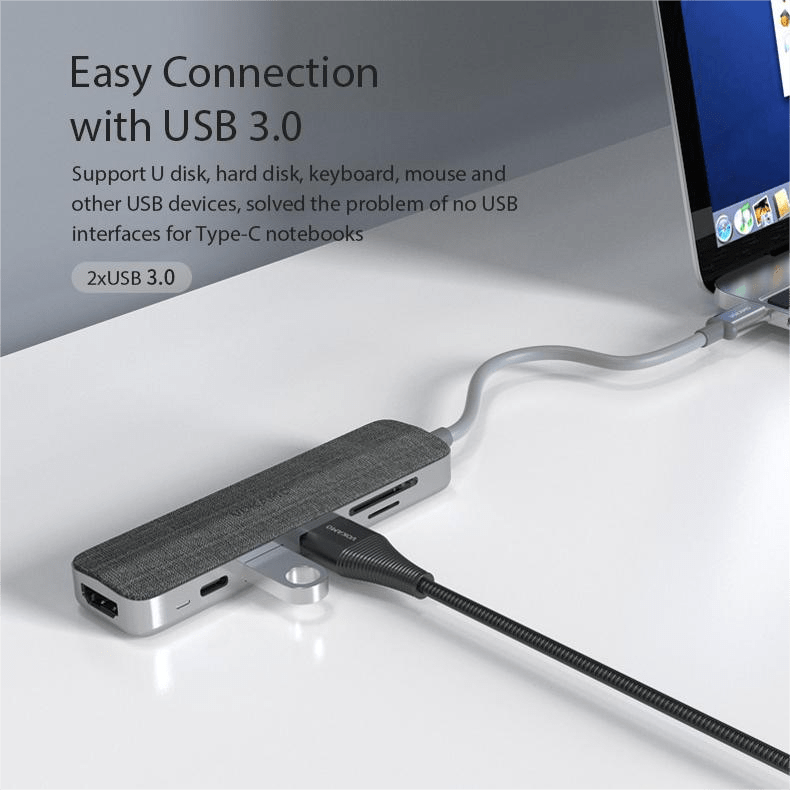 VOKAMO 6 in 1 USB C HUB,Slim 4K HDMI USB - C Hub For MacBook Huawei P30 MateBook etw - VOKAMO