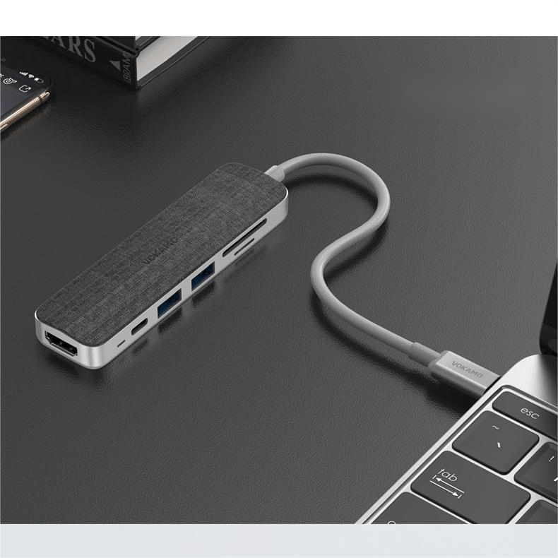 VOKAMO 6 in 1 USB C HUB,Slim 4K HDMI USB - C Hub For MacBook Huawei P30 MateBook etw - VOKAMO