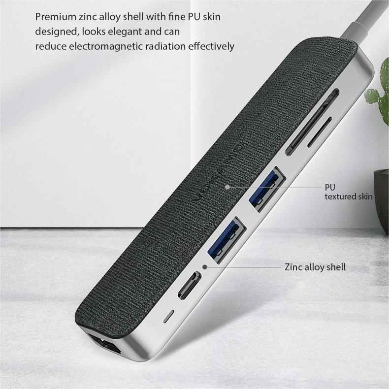 VOKAMO 6 in 1 USB C HUB,Slim 4K HDMI USB - C Hub For MacBook Huawei P30 MateBook etw - VOKAMO