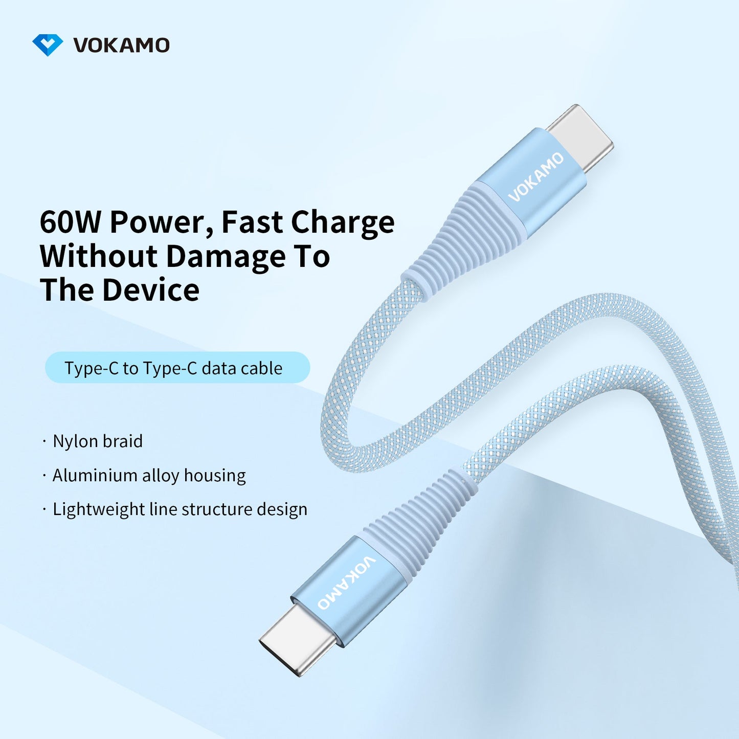 VOKAMO 60W Braided USB - C to USB - C Fast Charging Cable - VOKAMO