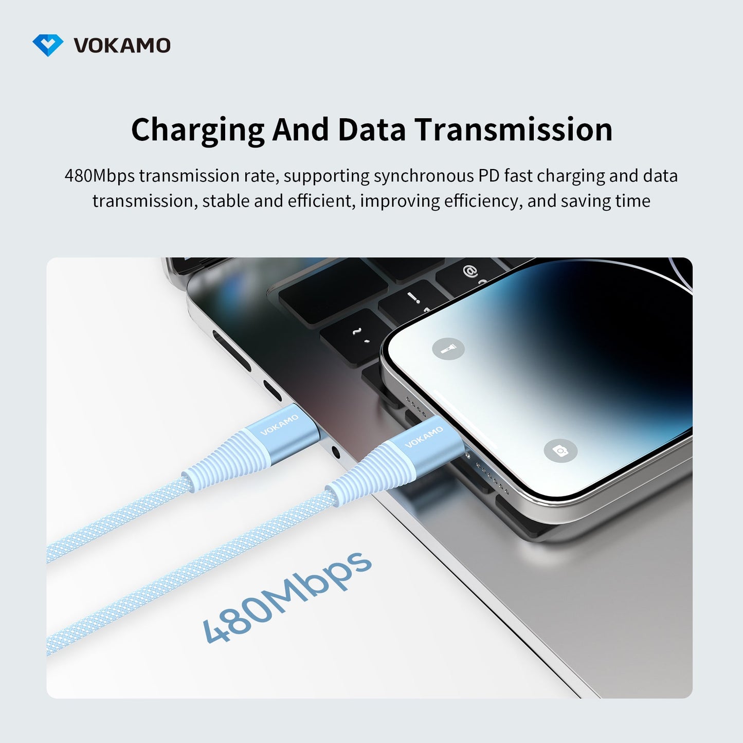 VOKAMO 60W Braided USB - C to USB - C Fast Charging Cable - VOKAMO
