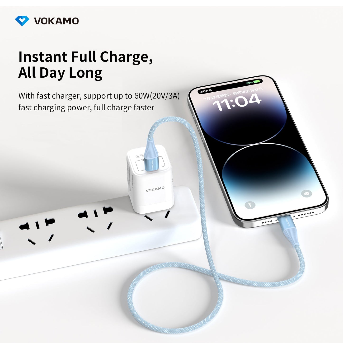 VOKAMO 60W Braided USB - C to USB - C Fast Charging Cable - VOKAMO