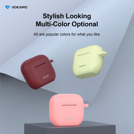 VOKAMO AirPods 3 Case Cover, Silicone AirPods Case with Keychain Compatible with Apple AirPod 3rd Generation 2021 - VOKAMO