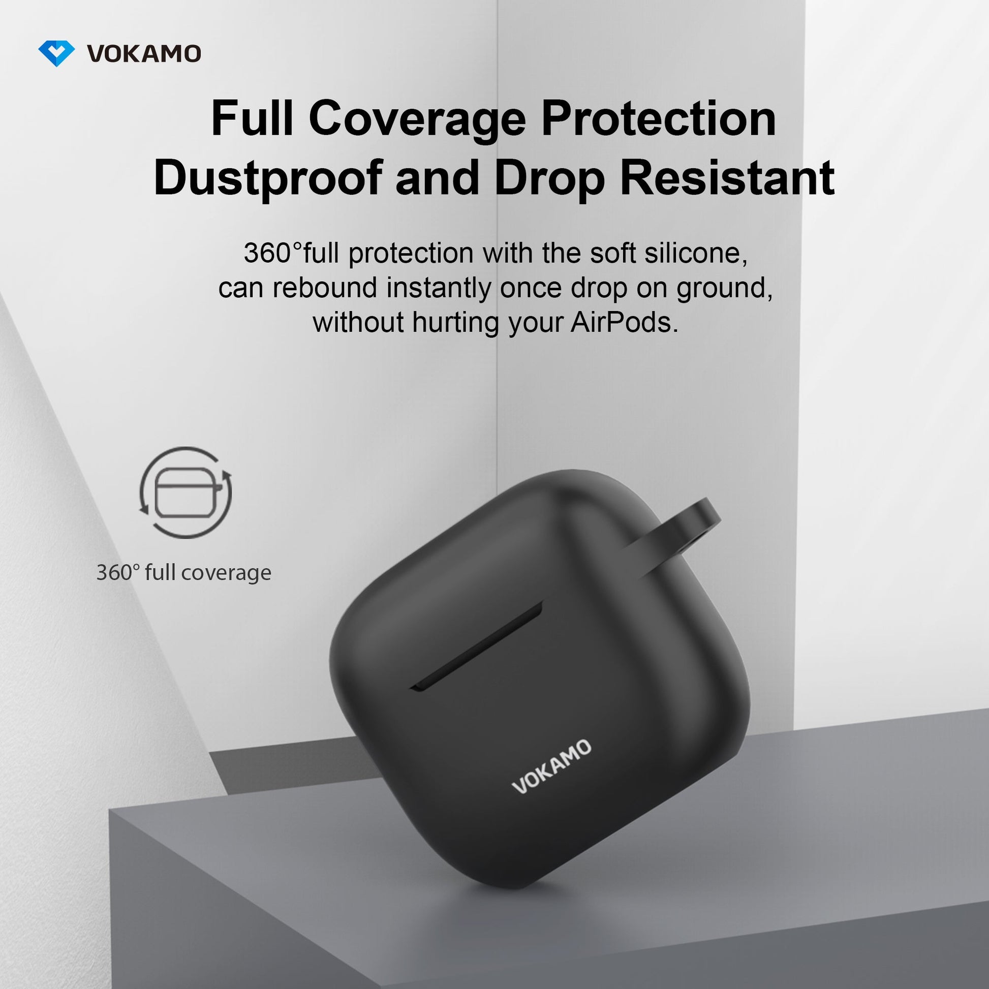 VOKAMO AirPods 3 Case Cover, Silicone AirPods Case with Keychain Compatible with Apple AirPod 3rd Generation 2021 - VOKAMO