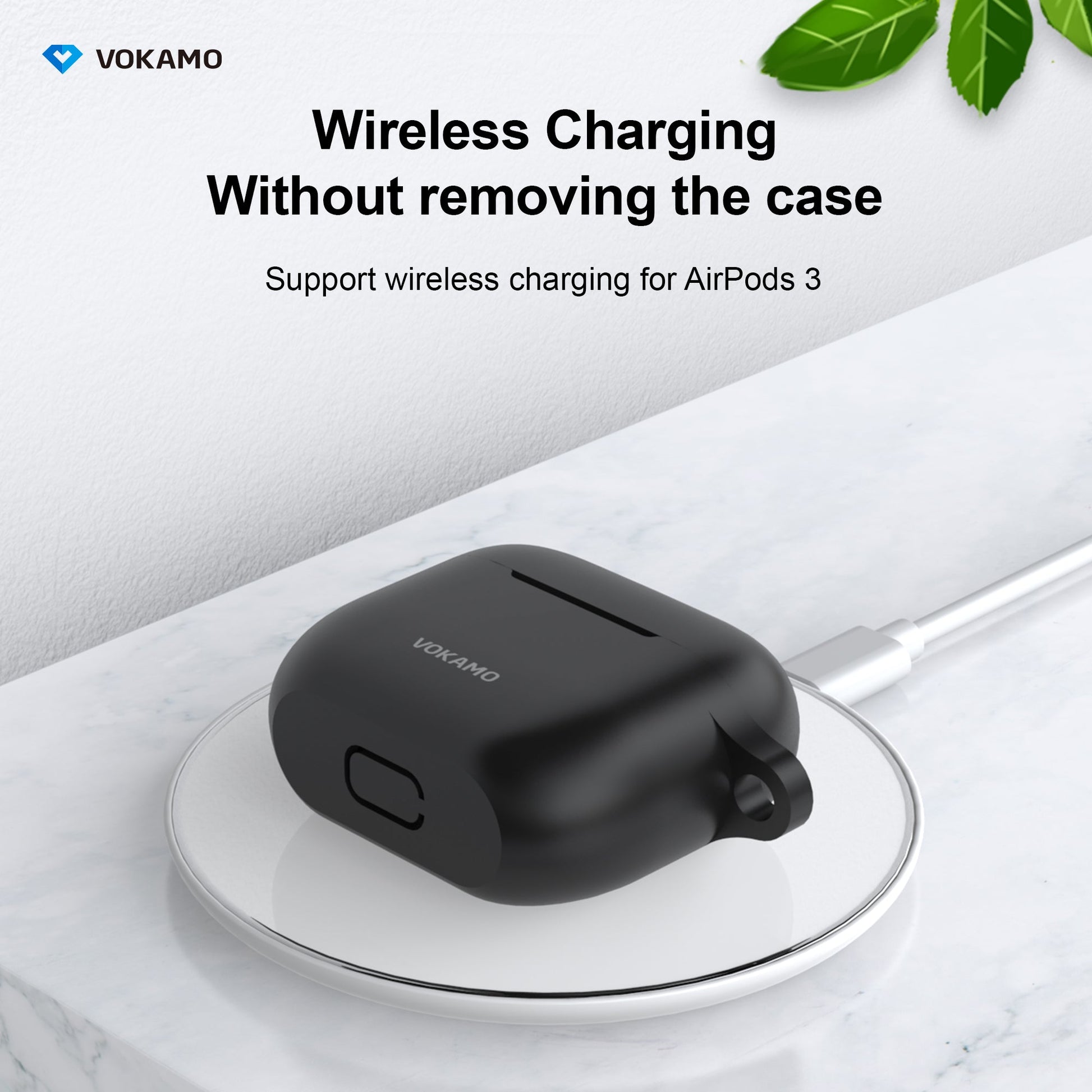 VOKAMO AirPods 3 Case Cover, Silicone AirPods Case with Keychain Compatible with Apple AirPod 3rd Generation 2021 - VOKAMO